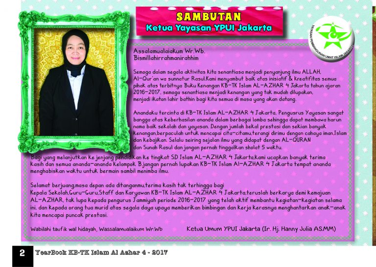 Sambutan Ketua Yayasan (YPUIJ) – TODDLER-KB-TK ISLAM AL AZHAR 4